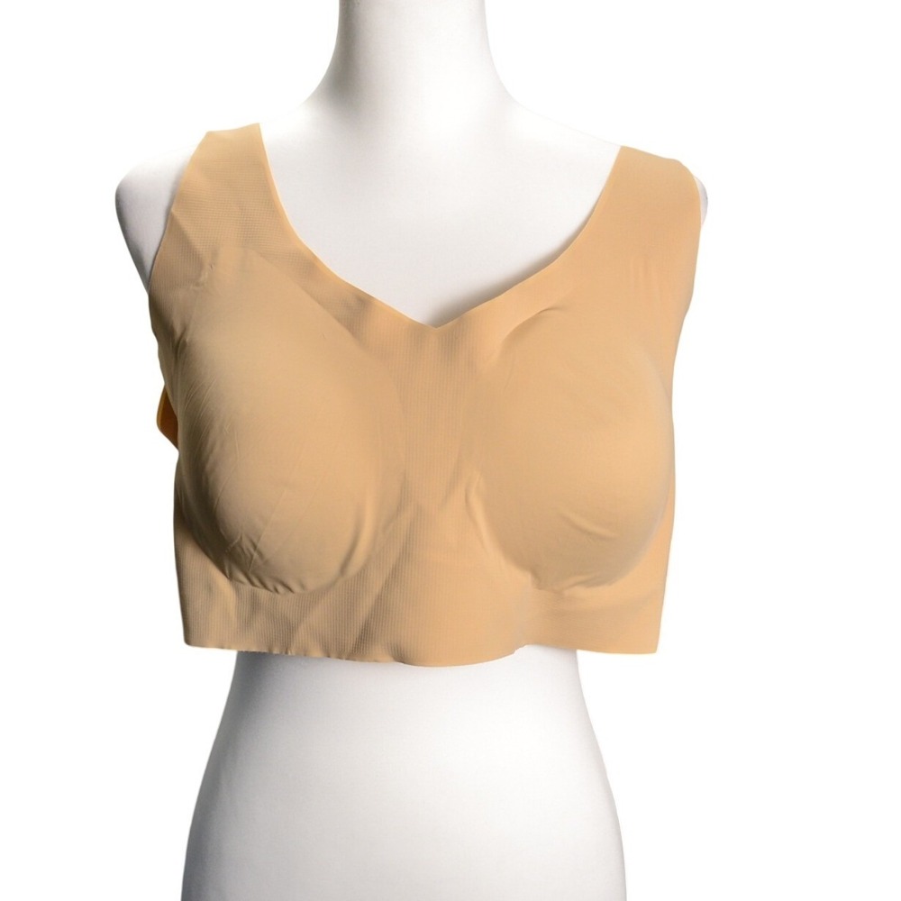 Bali Comfort Revolution Seamless Wireless V Neck Comfort Bras Beige Size 3XL
